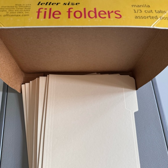 OfficeMax file folders | assorted positions 1/3 cut tab  | letter size | NEW - Picture 3 of 3